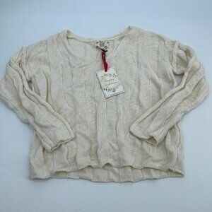 Hippie Rose Juniors Sweater XS Pullover Casual Boho Peasant Knit White Textured